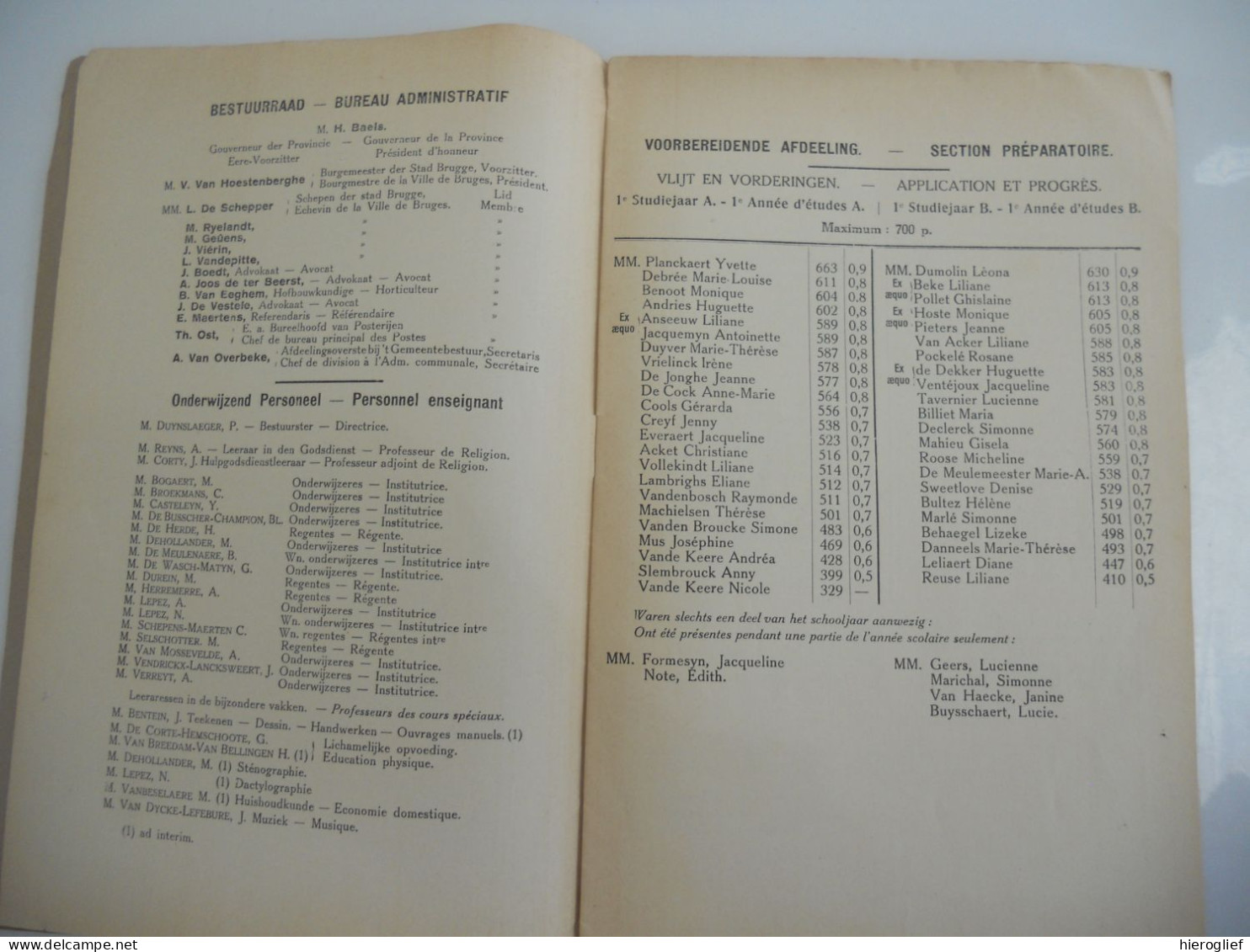 Rijksmiddelbare Meisjesschool En Handelsafdeling Spiegelrei Brugge Plechtige Prijsuitdeeling 1934 Palmares - Histoire