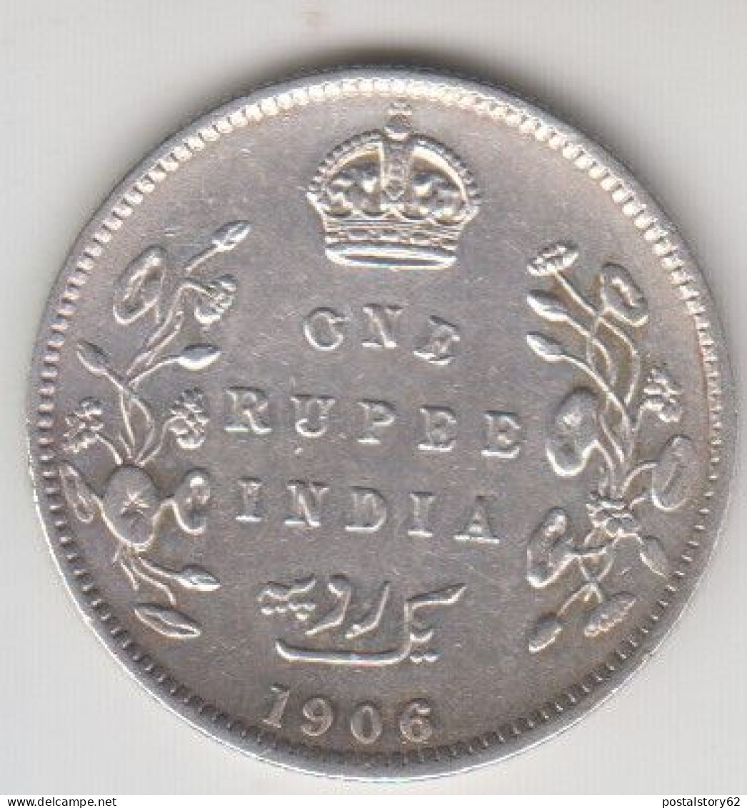 India, Compagnia Delle Indie - Edward VII° -  " One Rupee " Anno 1906 Arg. 9,17 - Kolonies