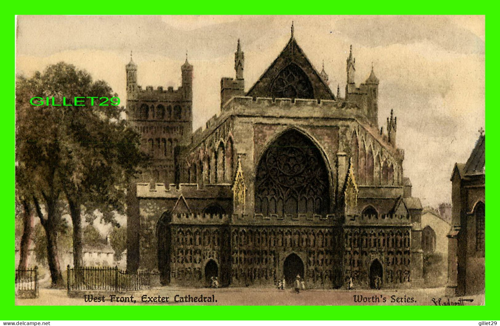 EXETER, DEVON, UK - WEST FRONT, EXETER CATHEDRAL -  WORTH'S SERIES - THE ROUGEMONT HOTEL - - Exeter
