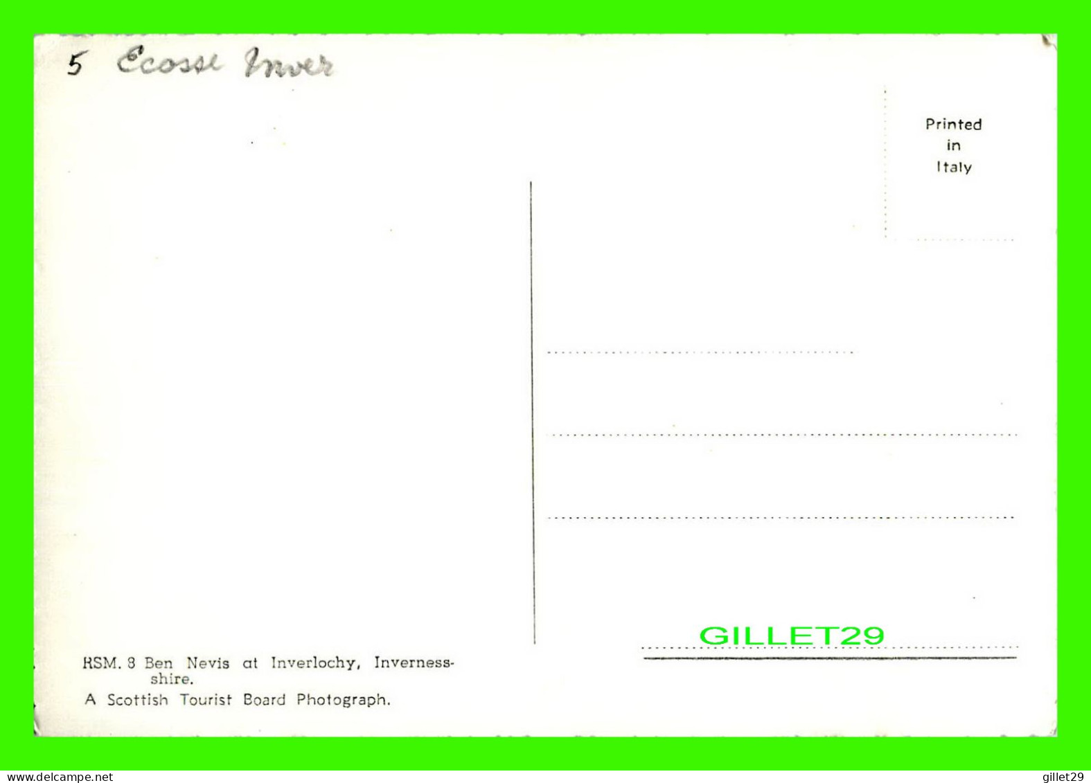 INVERLOCHY, INVERNESS-SHIRE, SCOTLAND - BEN NEVIS - A SCOTTISH TOURIST BOARD PHOTOGRAPH - - Inverness-shire
