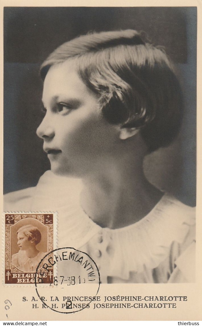 Carte Josephine Charlotte Berchemiantw 1938 - Souvenir Cards - Joint Issues [HK]