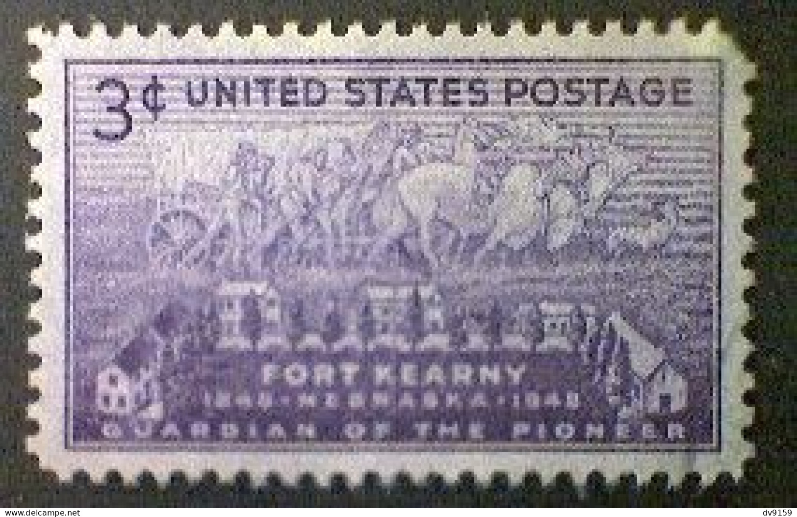 Stamps, United States, Scott #1970, Used(o), 1948, Fort Kearny Centenary, 3¢, Violet - Used Stamps