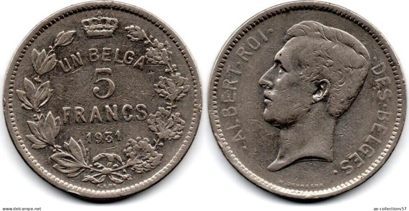 MA 29003  / Belgique - Belgien - Belgium 5 Francs 1931 TTB - 5 Francs & 1 Belga