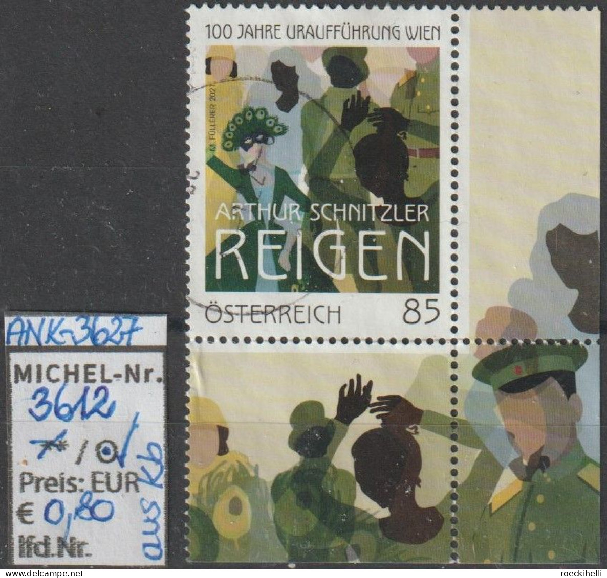 2021 - ÖSTERREICH - SM "100 J. Schnitzler's "Reigen" In Wien" 85 C Mehrf. -  O Gestempelt - S.Scan (3627o At) - Gebraucht