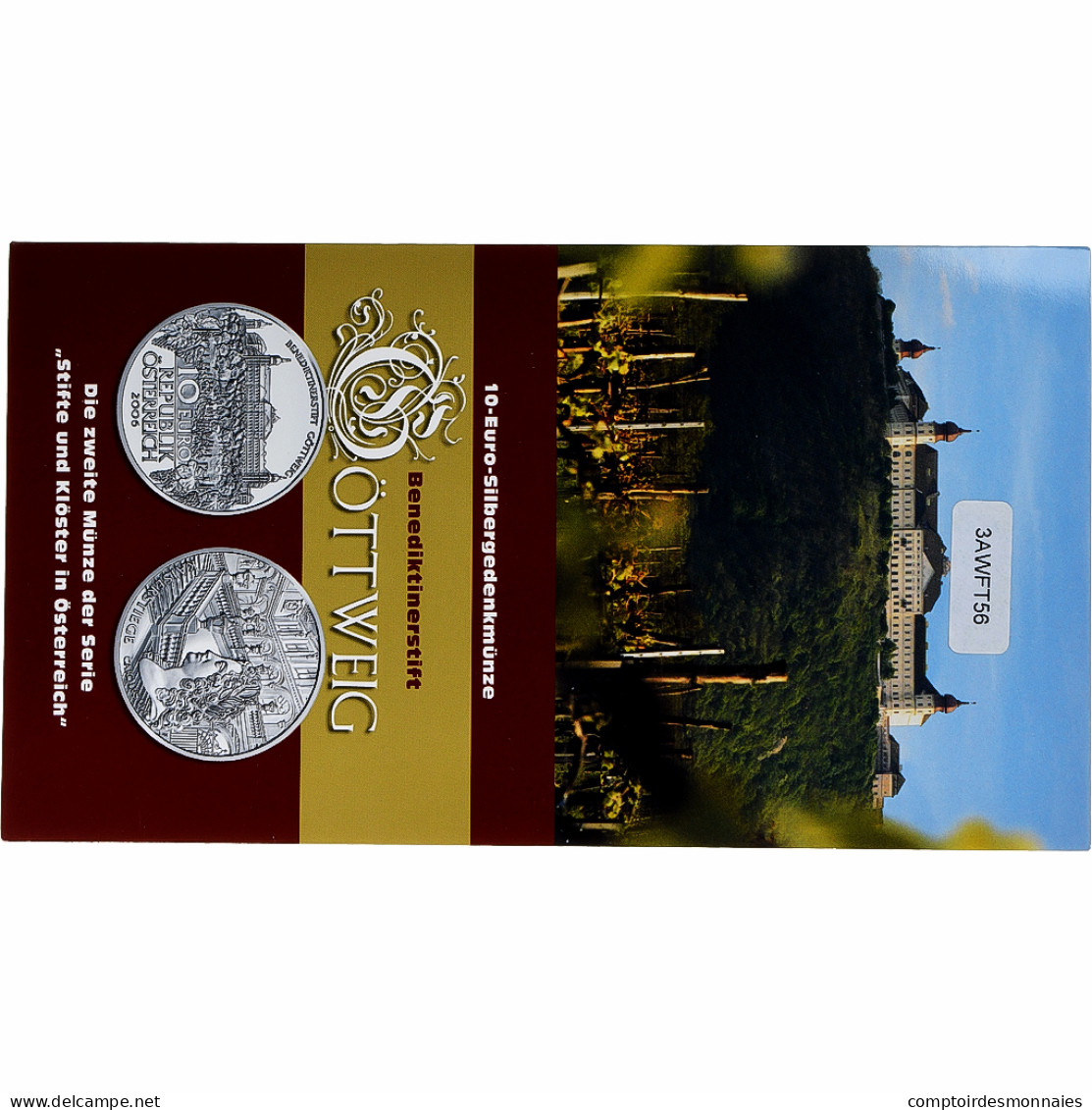 Autriche, 10 Euro, Göttweig Schloss, 2006, Vienne, Argent, FDC - Autriche