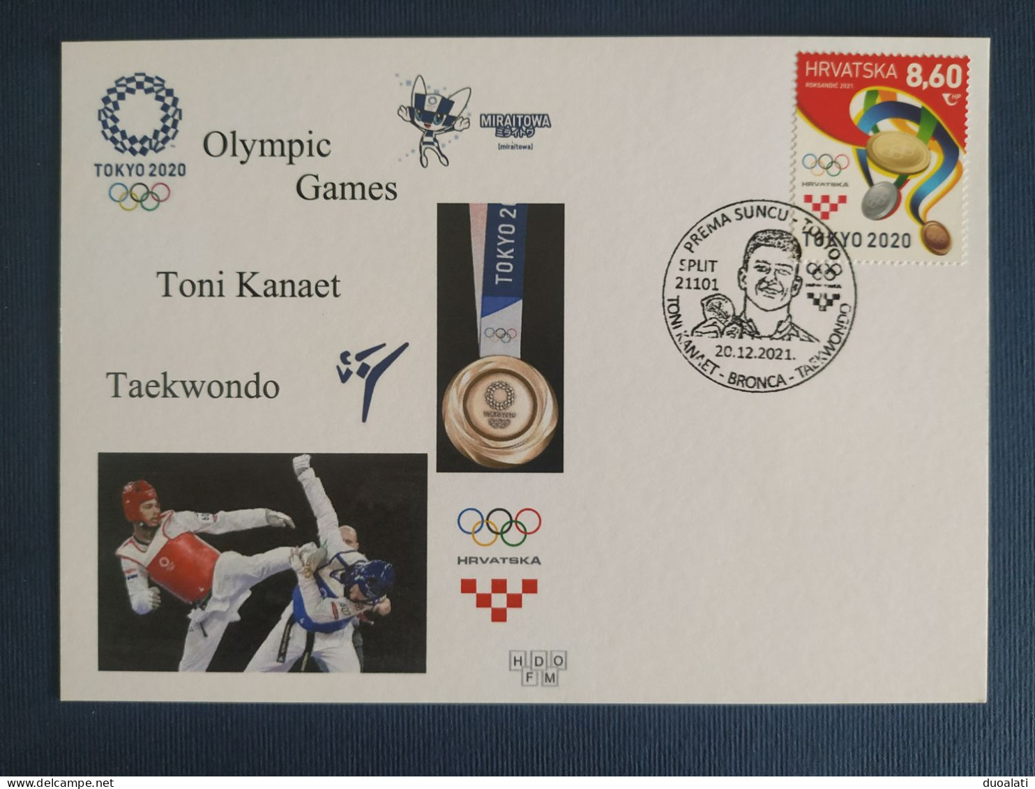 Croatia 2021 Taekwondo Toni Kanaet Bronze Medal Winner Olympic Games Tokyo 2020 Stationery & Commem. Postmark - Estate 2020 : Tokio