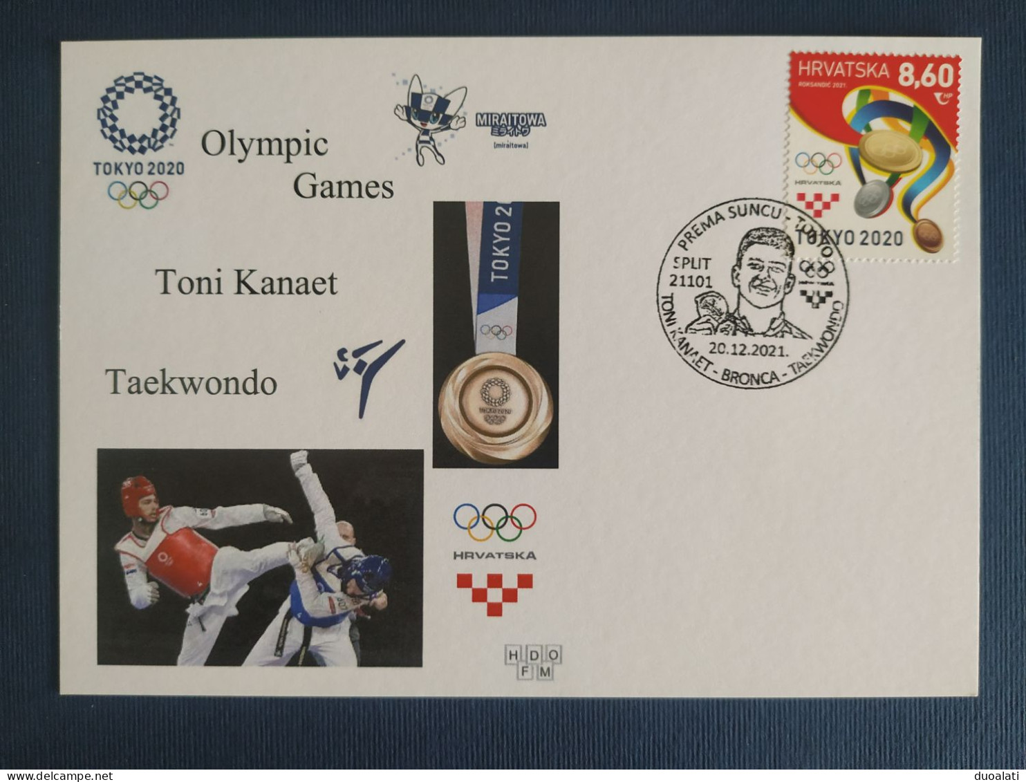 Croatia 2021 Taekwondo Toni Kanaet Bronze Medal Winner Olympic Games Tokyo 2020 Stationery & Commem. Postmark - Verano 2020 : Tokio