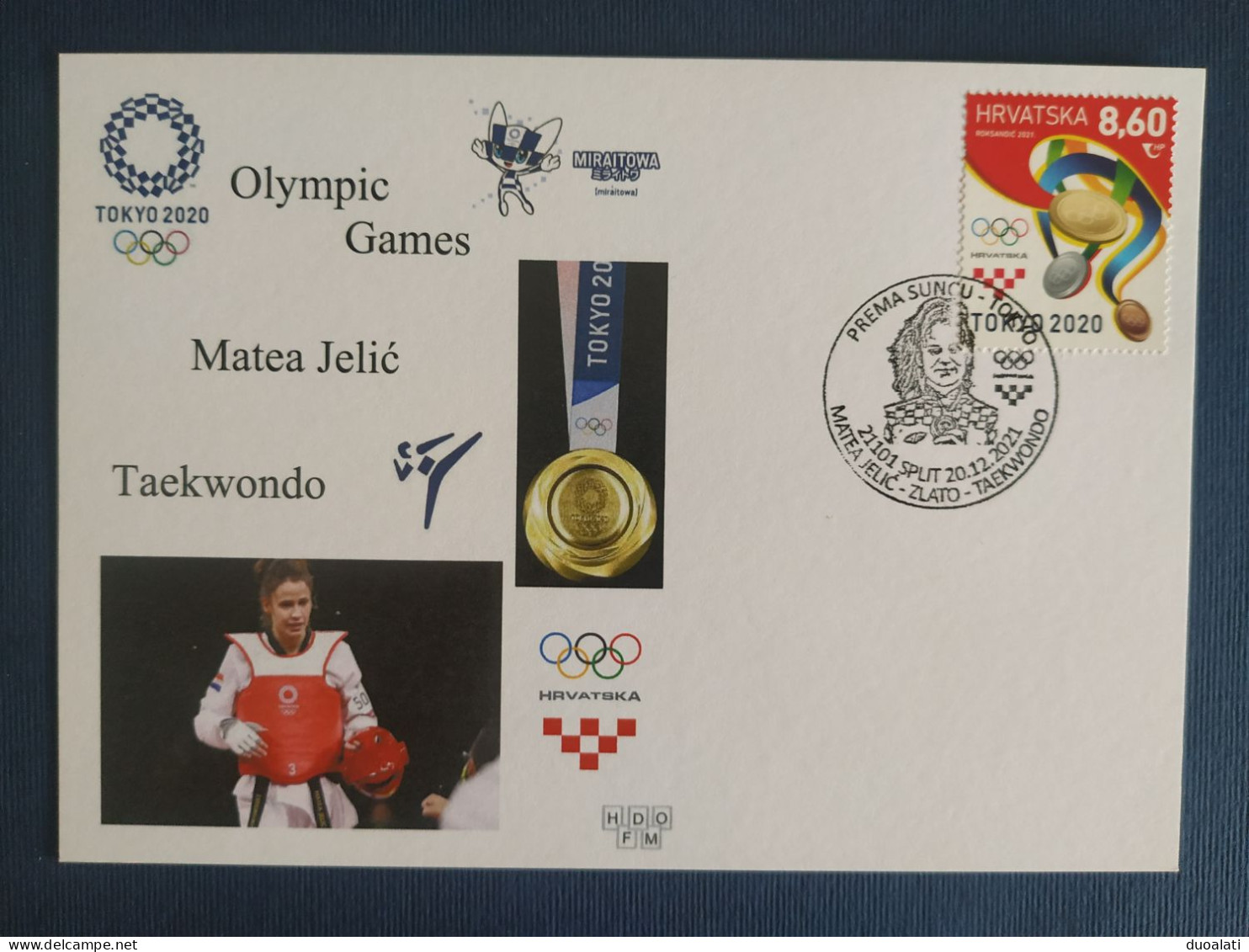 Croatia 2021 Taekwondo Matea Jelić Gold Medal Winner Olympic Games Tokyo 2020 Stationery & Commemorative Postmark - Sommer 2020: Tokio