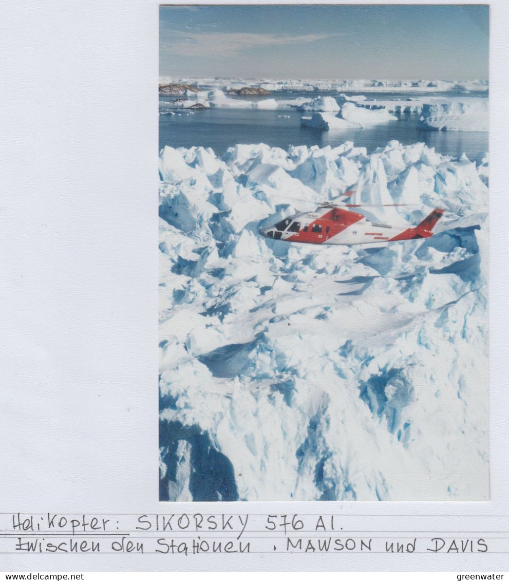 Heli Sikorsky 576 A1 Between AAT Stations Mawson And Davis Real Photo (AS151) - Briefe U. Dokumente