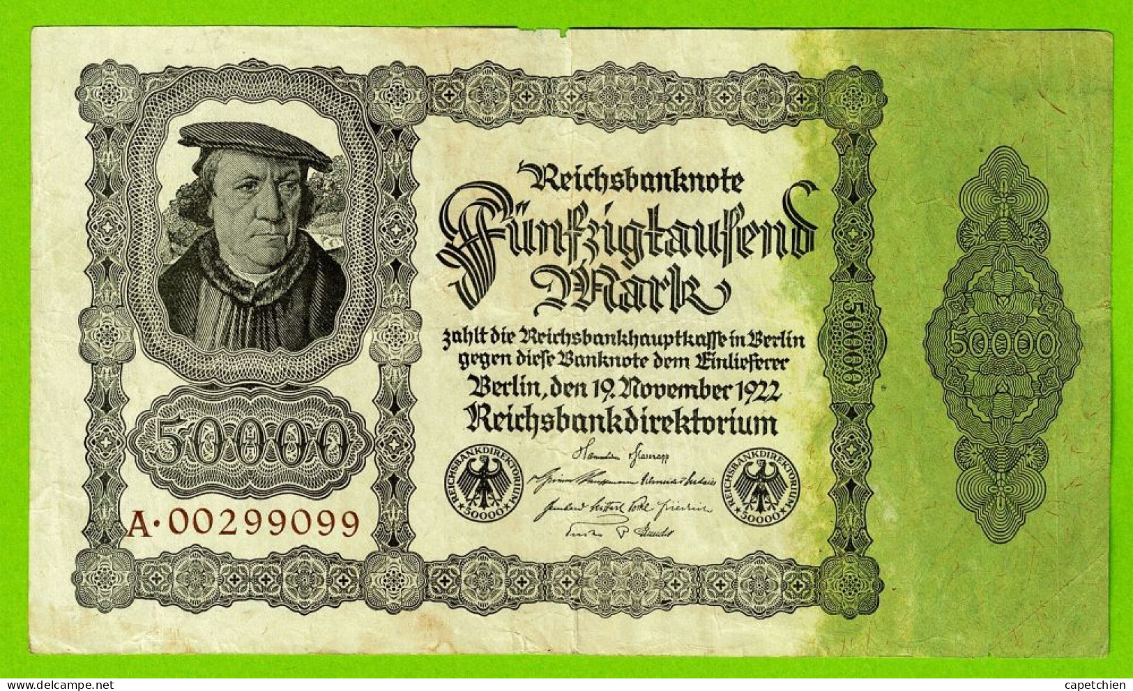 ALLEMAGNE / 50.000 MARK / 19 NOVEMBRE 1922 / ETAT SUP / 190 X 109 Mm - 50000 Mark