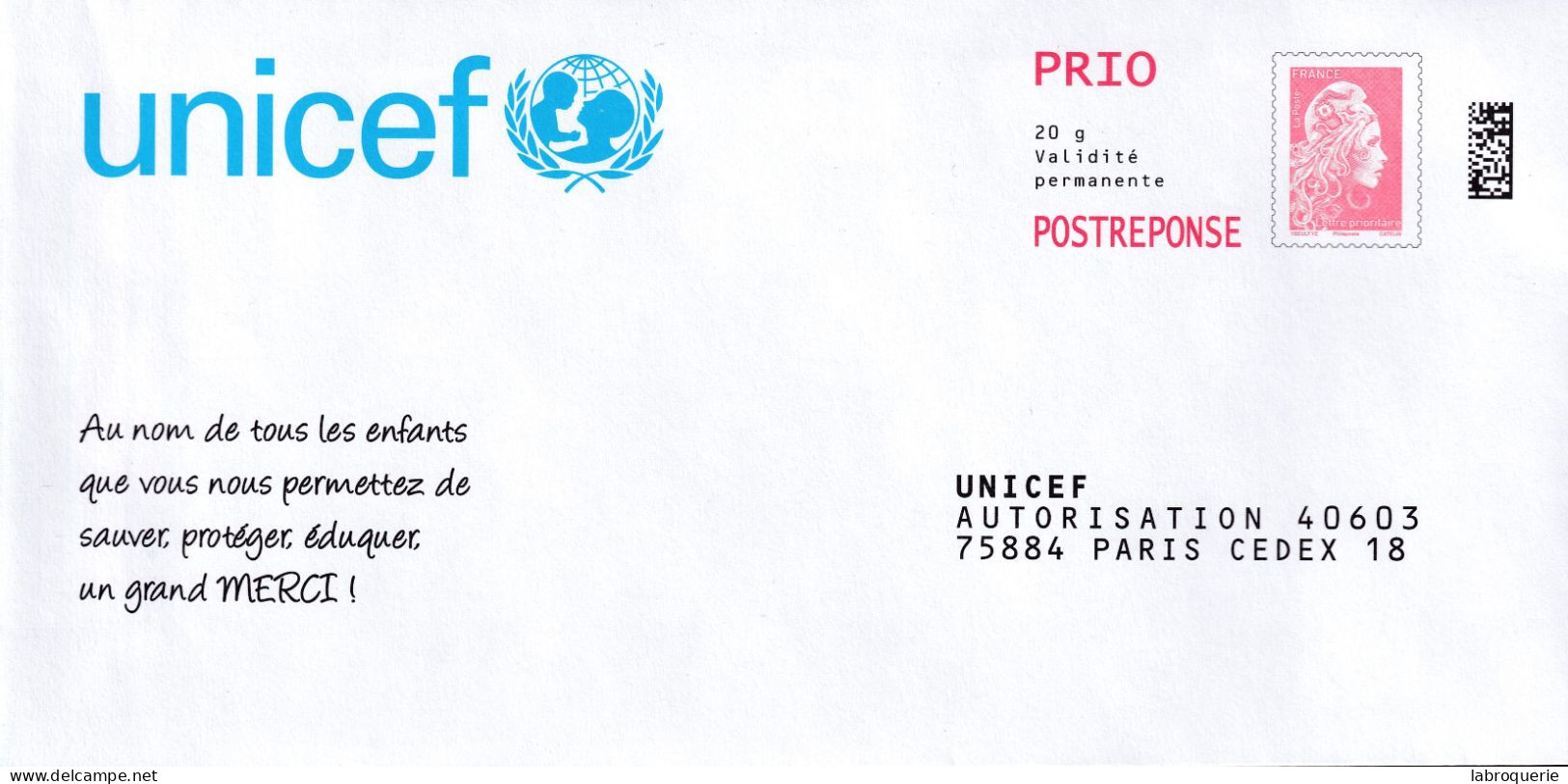 FRA - PAP - UNICEF - N°385055 Et N°299214 - PAP: Antwort/Marianne L'Engagée