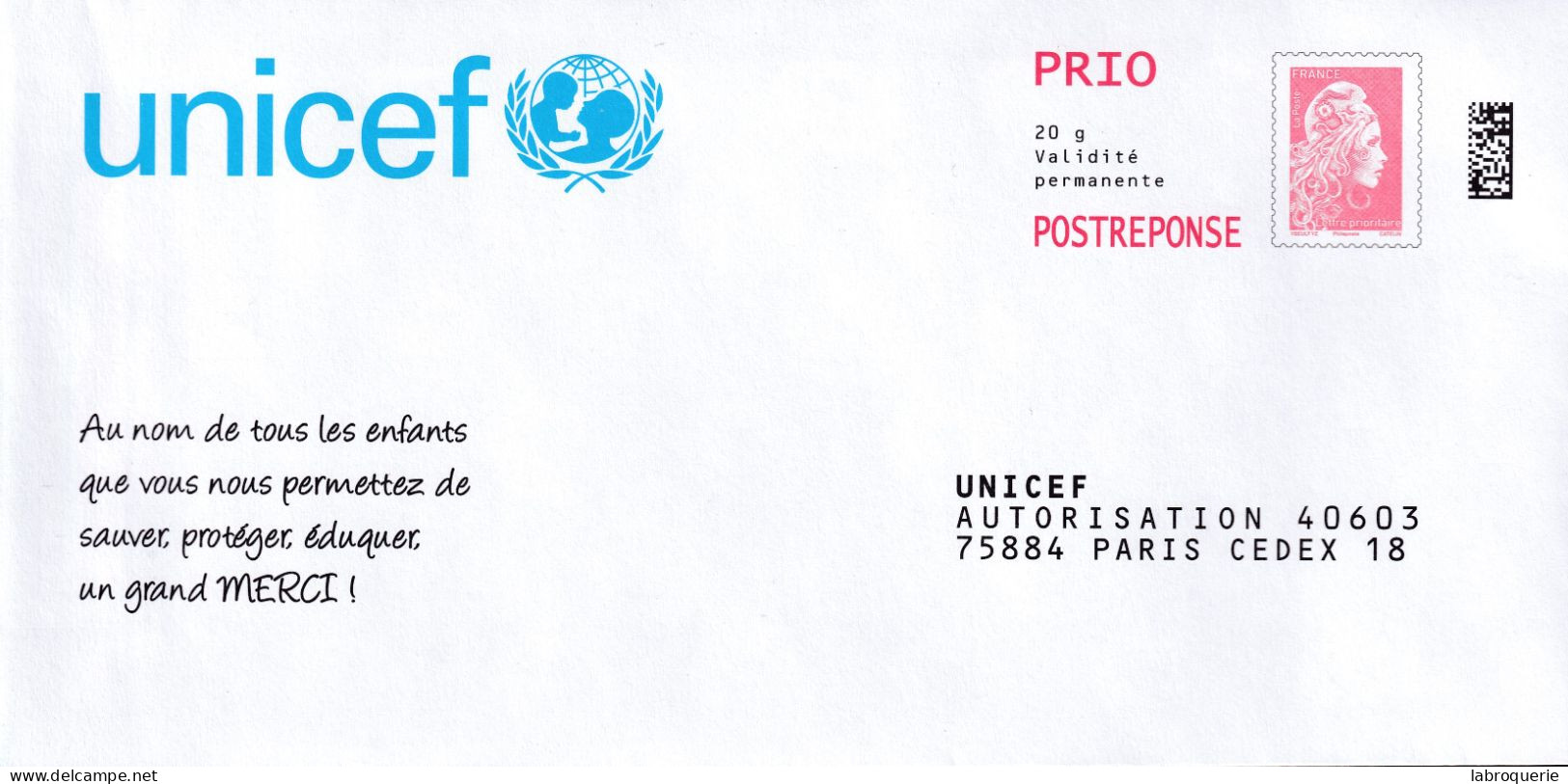 FRA - PAP - UNICEF - N°385055 Et N°299214 - Prêts-à-poster: Réponse /Marianne L'Engagée