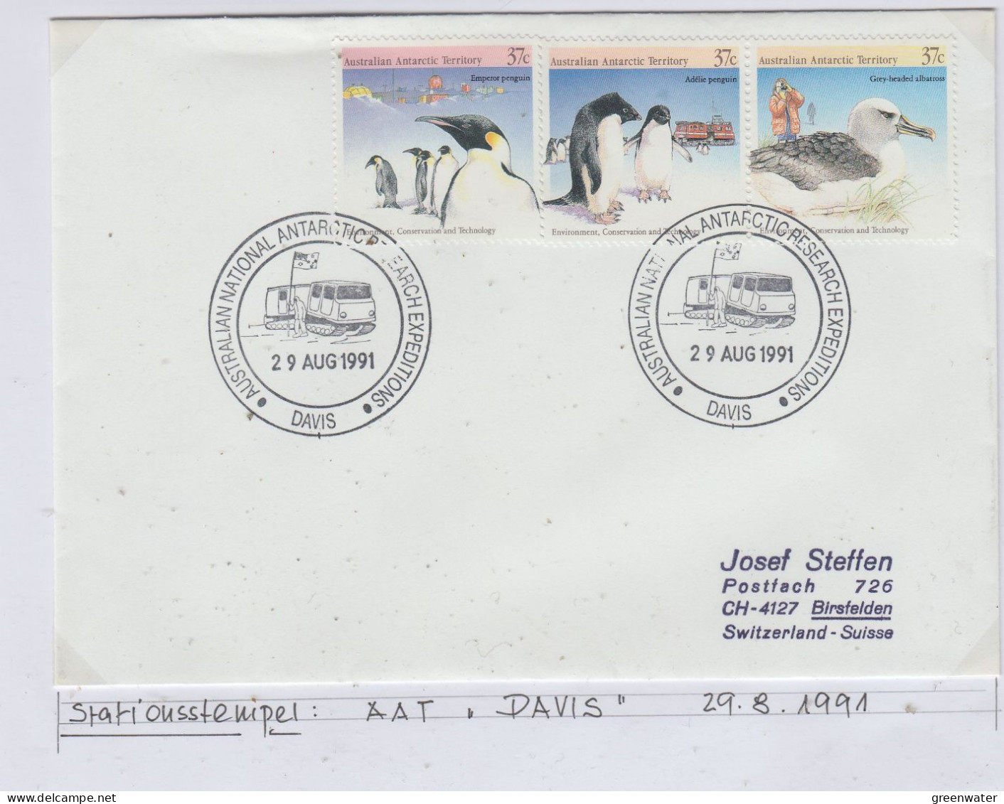 AAT Davis 3v Ca 29.8.1991 (AS152A) - Storia Postale