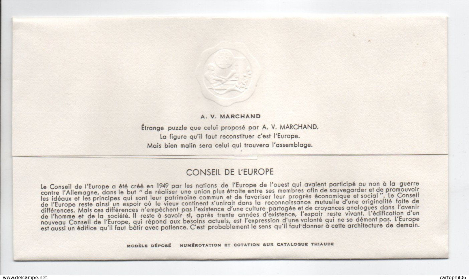 - FDC CONSEIL DE L'EUROPE - STRASBOURG 14.10.1978 - Catalogue THIAUDE - - EU-Organe