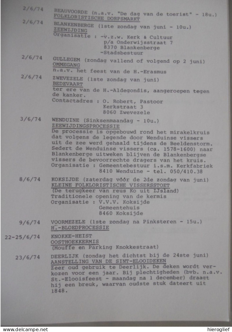 SPIEGEL VAN HET WESTVLAAMSE VOLKSLEVEN - Folklore Jaar 1974 / Westtoerisme Brugge Volkskunde West-vlaanderen - Geschichte