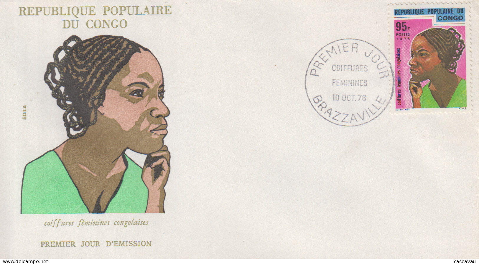 Enveloppe  FDC  1er  Jour   CONGO   Coiffures   Féminines   Congolaises   1976 - FDC