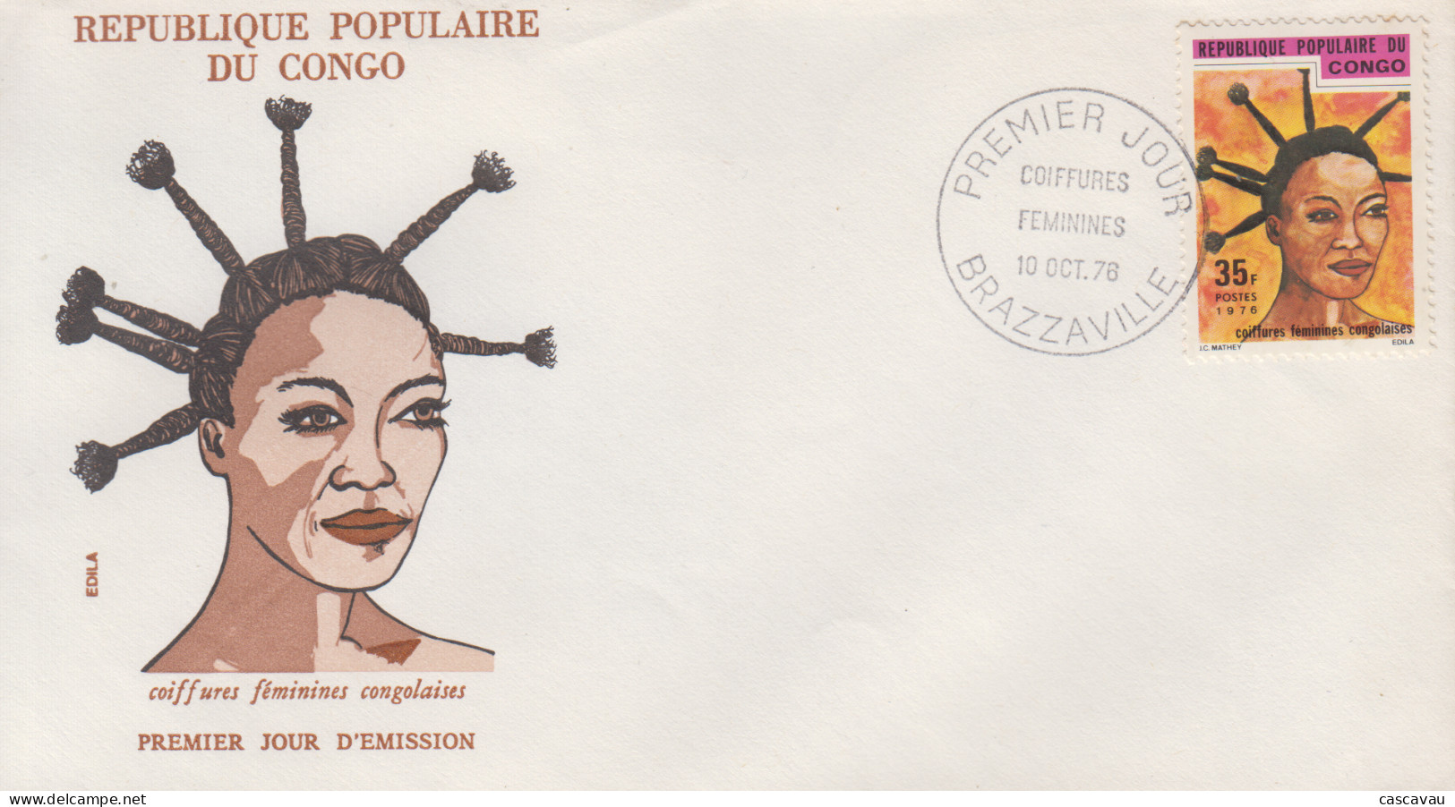 Enveloppe  FDC  1er  Jour   CONGO   Coiffures   Féminines   Congolaises   1976 - FDC