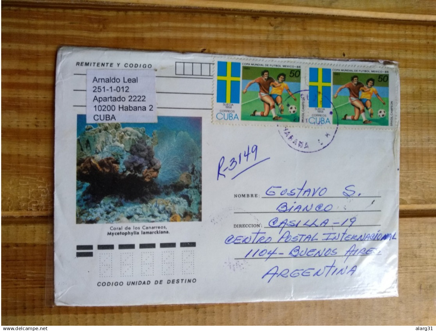 Brasil Winner Football Cup Sweden 1958*2.cover Cuba To Argentina+5*peace In Space.r Letter Coral Illustra.e7 Reg Post Co - 1958 – Sweden