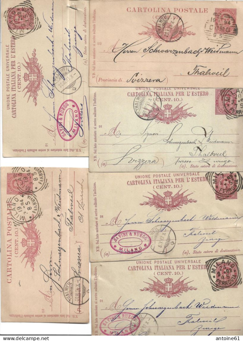 Lot De  16  - De Italie Vers Suisse 1892 -1893 -1894 -Entier Postal - Interi Postali