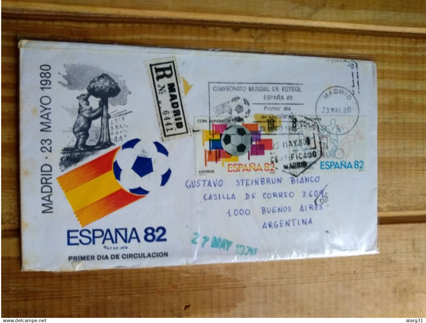 España To Argentina Registered 1st SET Football Cup 82 Fdpmk& Additional At Back.e7 Reg Post Co - 1958 – Svezia