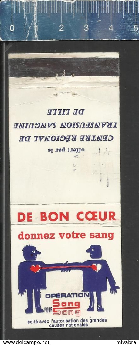 CENTRE RÉGIONAL TRANSFUSION SANGUINE DE LILLE - OLD MATCHCOVER - POCHETTE D'ALLUMETTES  ANCIENNE FRANCE LASTAR - Boites D'allumettes - Etiquettes