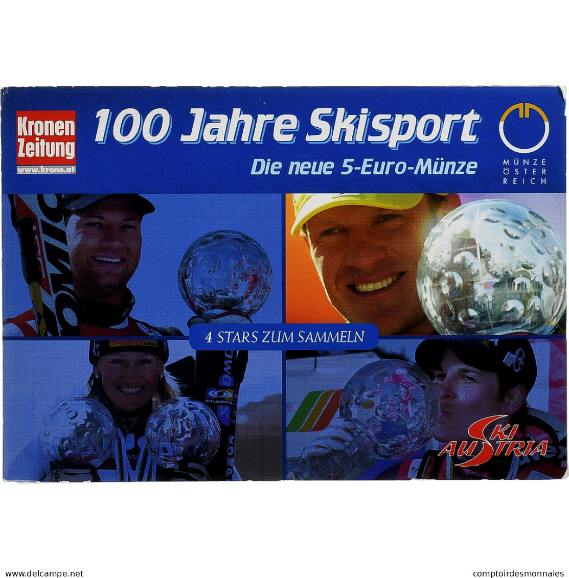 Autriche, 5 Euro, Centennial Of Sport Skiing, 2005, Vienne, Argent, FDC, KM:3117 - Autriche