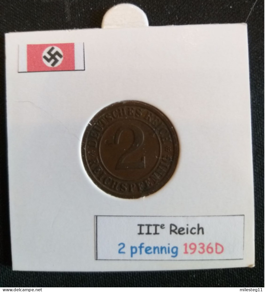 Pièce De 2 Reichspfennig De 1936D (Munich) - 2 Reichspfennig