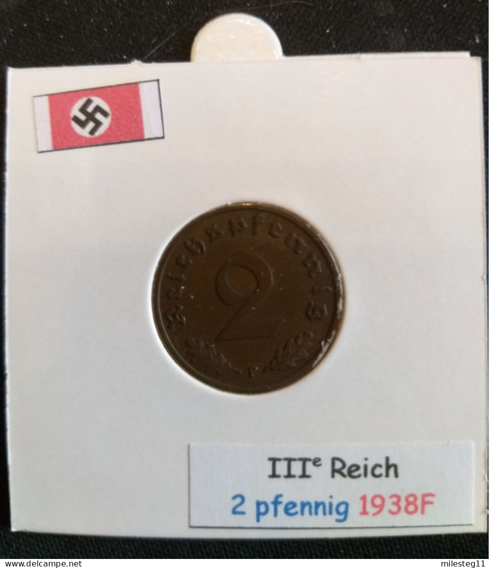 Pièce De 2 Reichspfennig De 1938F (Stuttgard) - 2 Reichspfennig