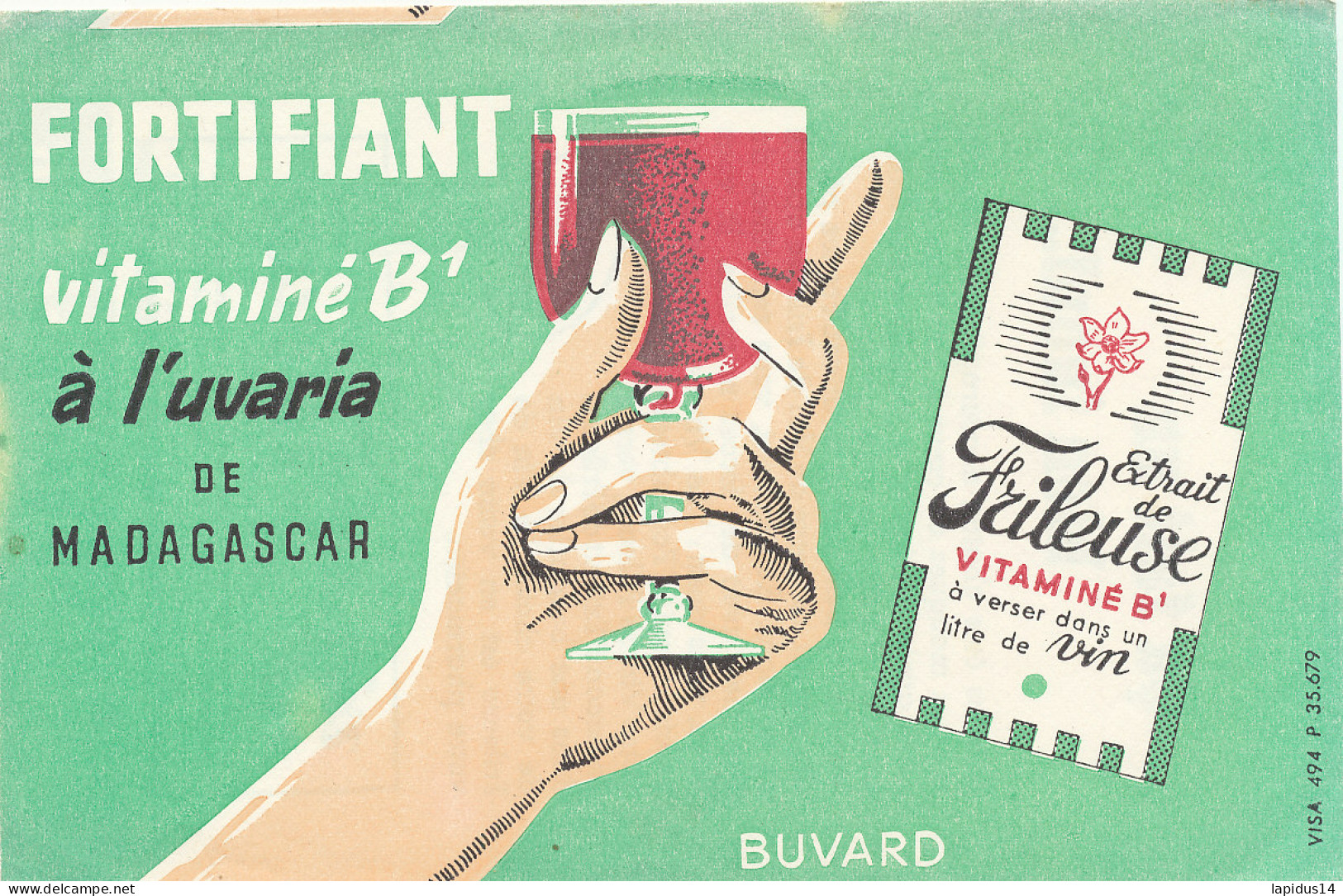 BU 2721   BUVARD  -   FORTIFIANT A L'UVARIA DE MADAGASCAR  ( 20,50 Cm X 14,00 Cm) - Produits Pharmaceutiques