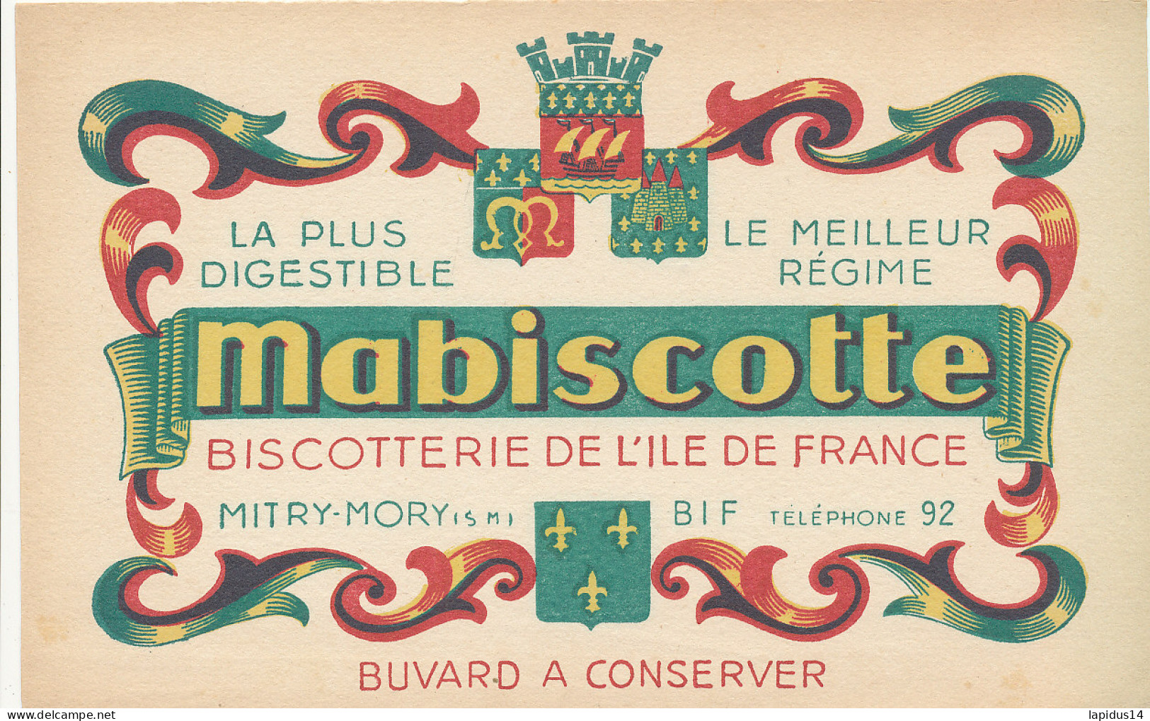 BU 2725   BUVARD  -  MABISCOTTE  ( 21,00 Cm X 13,50 Cm) - Biscotti