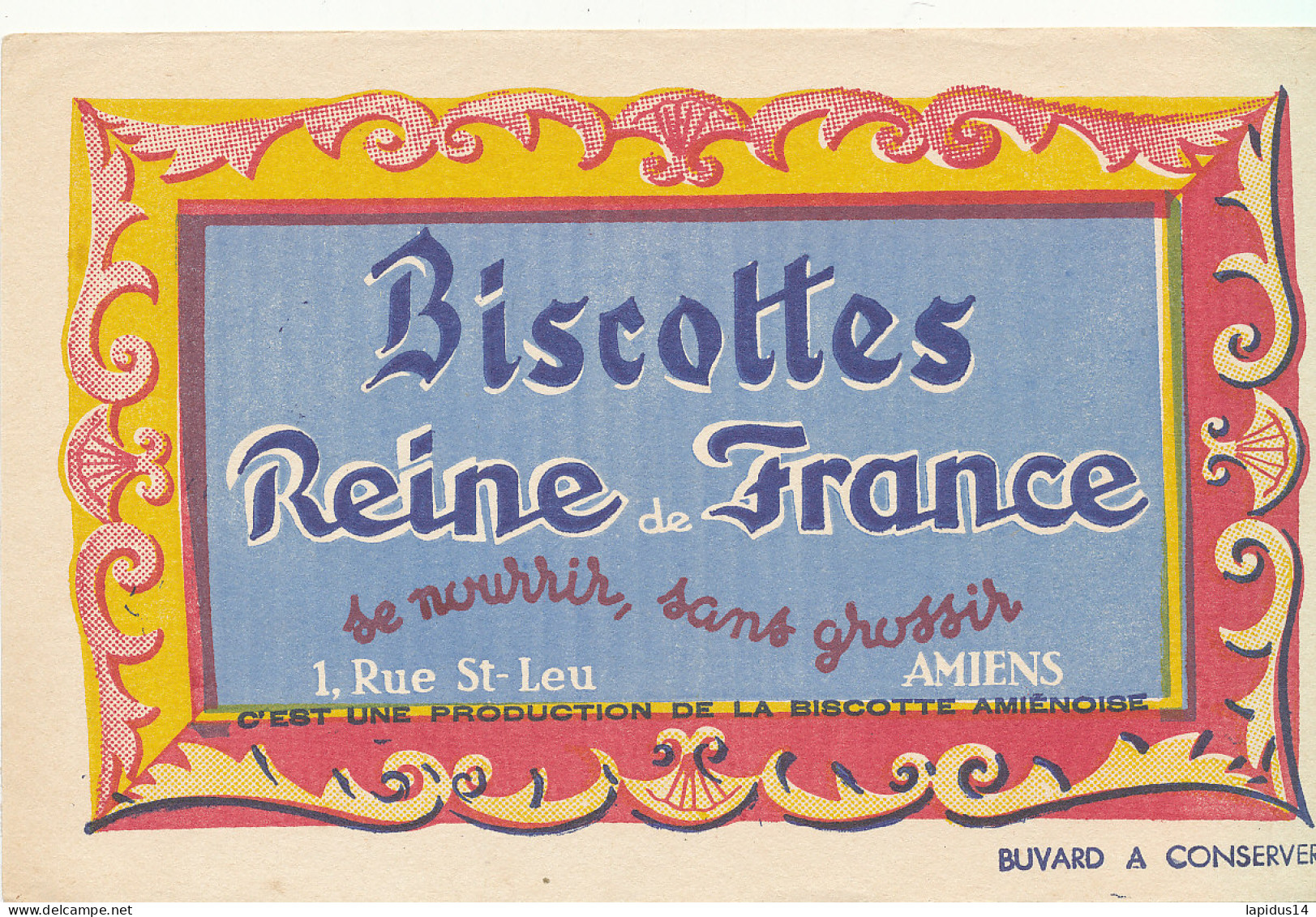 BU 2727   BUVARD  -  BISCOTTES REINE DE FRANCE   ( 21,00 Cm X 13,50 Cm) - Biscottes