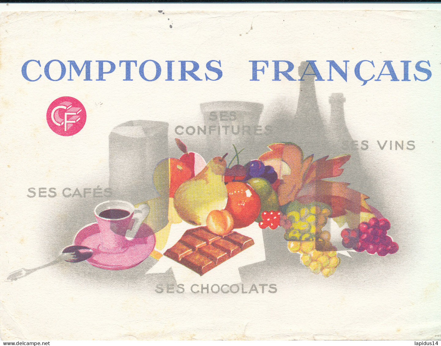 BU 2777   BUVARD -    COMPTOURS FRANCAIS CONFITURES CAFES  VINS  CHOCOLATS  ( 20,50 Cm X 15,00 Cm) - Café & Té