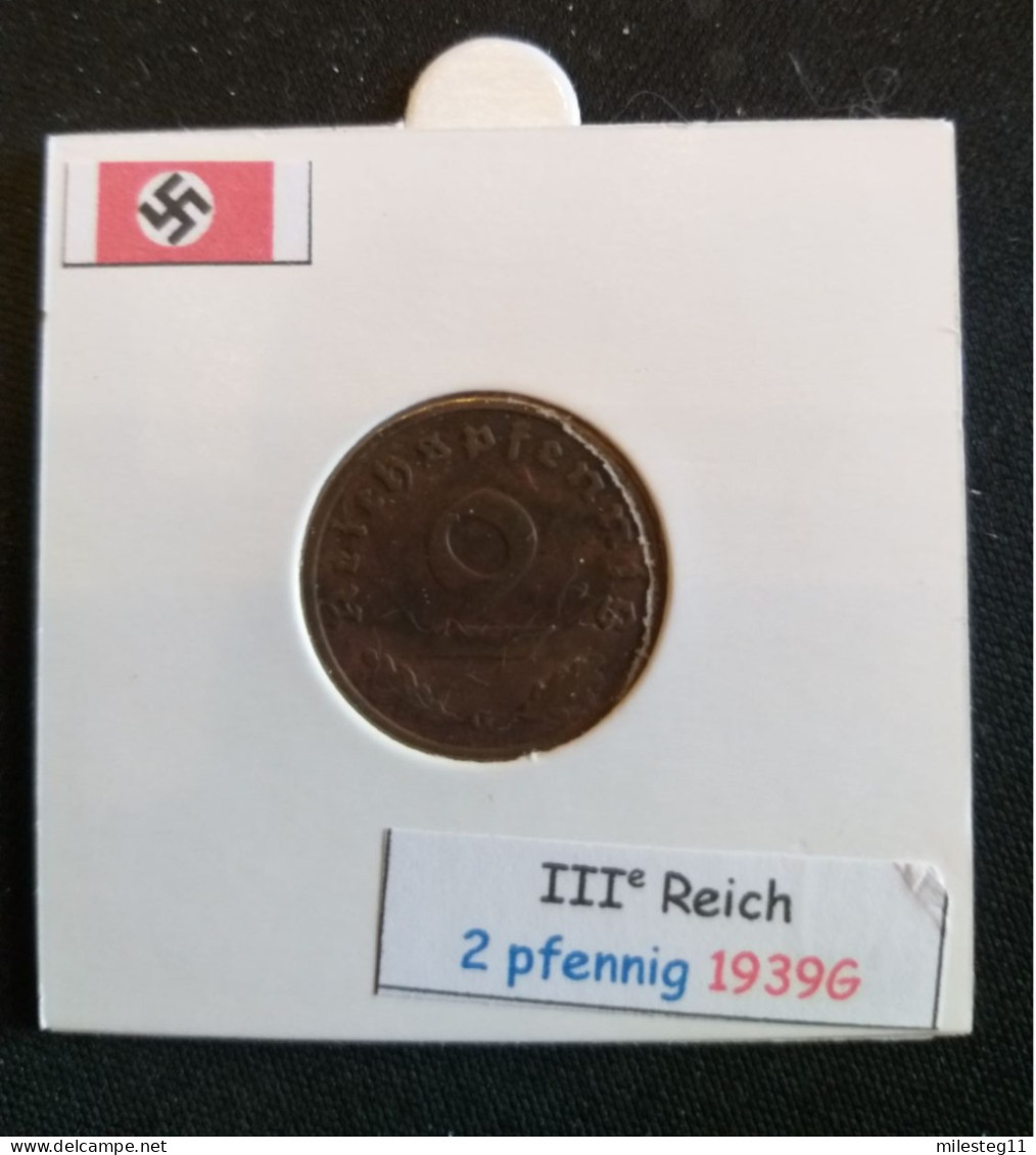 Pièce De 2 Reichspfennig De 1939G (Karlsruhe) - 2 Reichspfennig