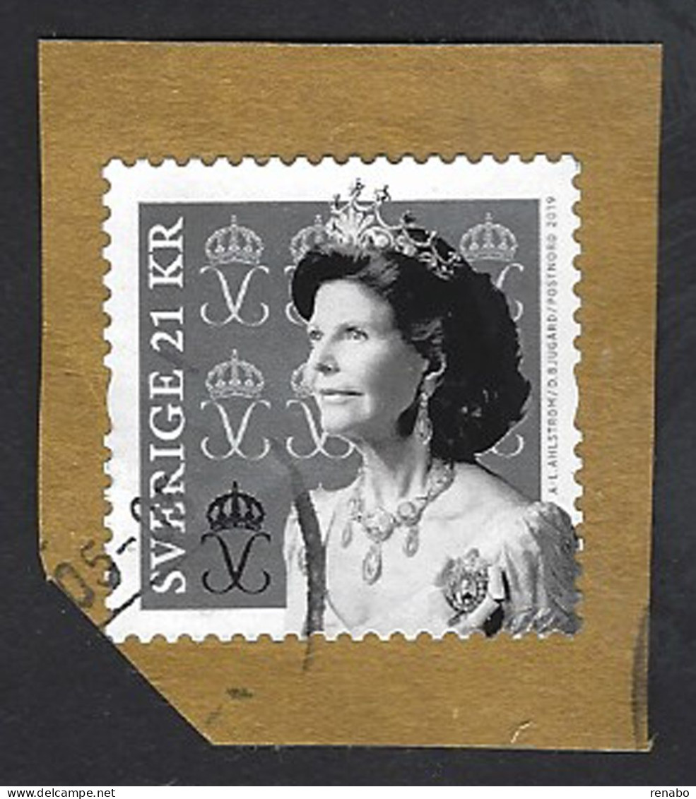 Svezia, Sweden 2019: Queen Silvia , Stamp On Cover Fragment - Oblitérés