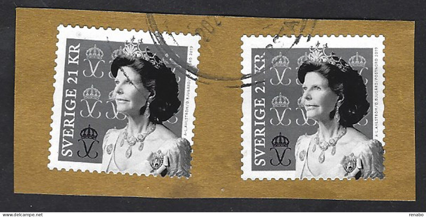 Svezia, Sweden 2019: Queen Silvia 2 Stamps On Cover Fragment - Oblitérés