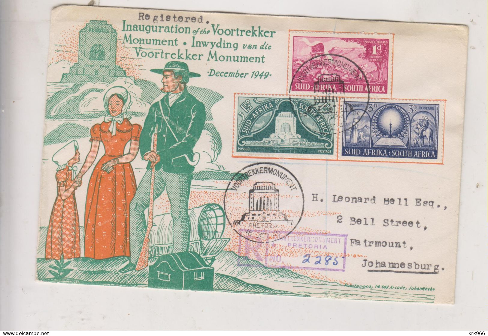 SOUTH AFRICA 1949 PRETORIA Nice Registered FDC Cover - Luchtpost