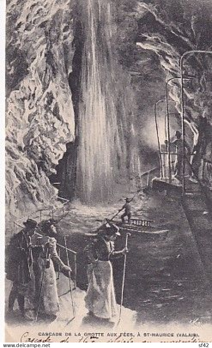 CASCADE DE LA GROTTE AUX FEES  A SAINT MAURICE     LITHO - Saint-Maurice