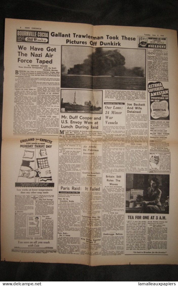 News Chronicle (04/06/1940) Fac Similé - Militair / Oorlog
