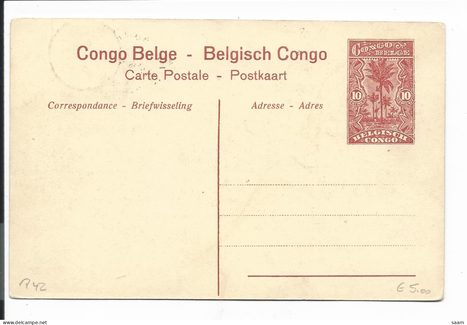 Belgisch-Kongo  P 43-09  ** - 10 Ct. Palmen Bildpostkarte 'Un Coin De Foret Du Mayumbo' - Ganzsachen