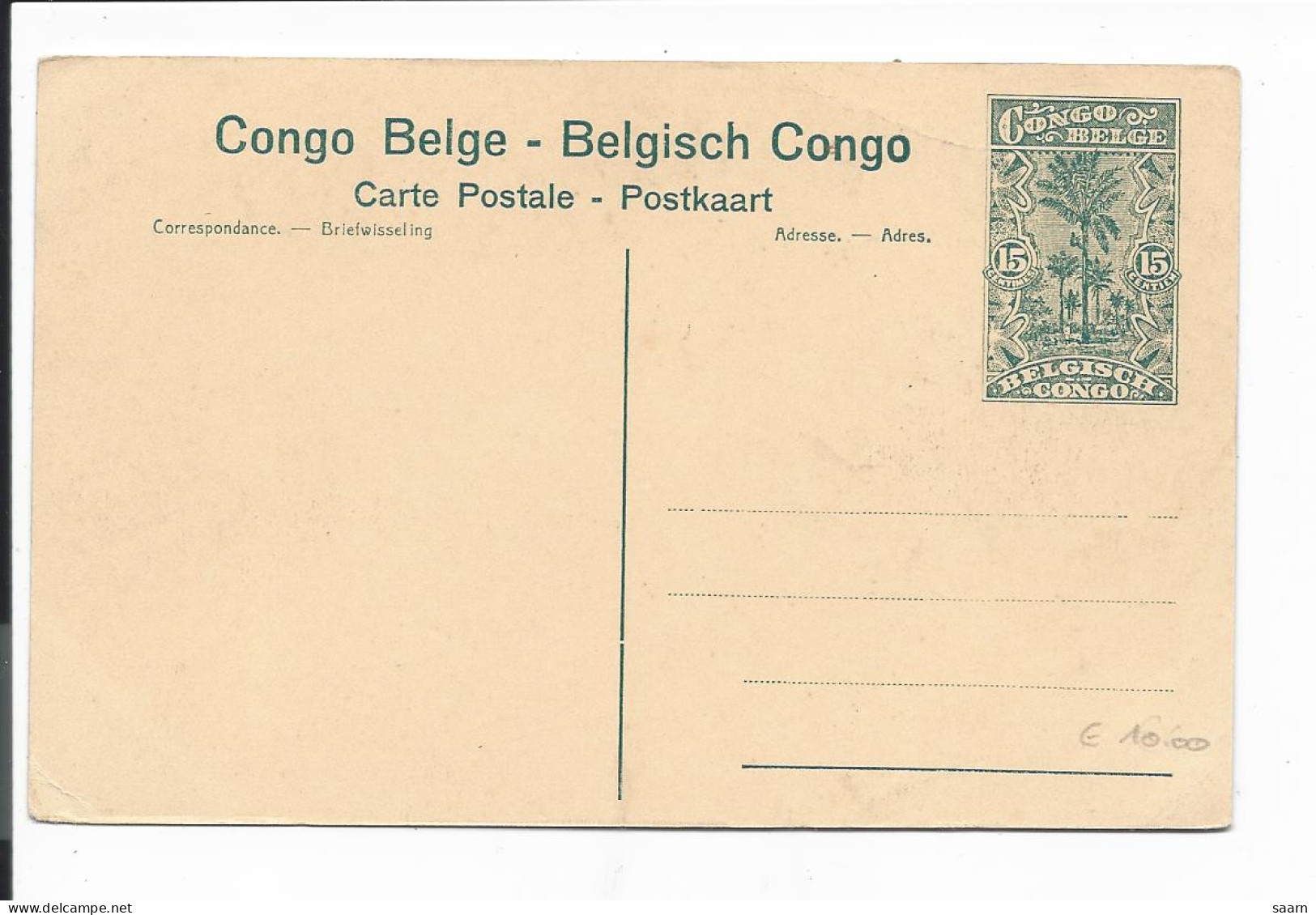 Belgisch-Kongo  P 61-73 ** - 15 Ct Palmen Bildpostkarte 'Elisabethville, La Residence Du Gouverneur' - Entiers Postaux