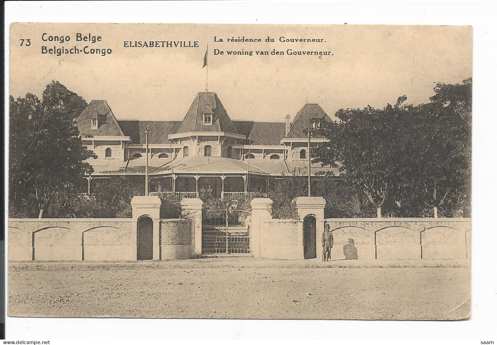 Belgisch-Kongo  P 61-73 ** - 15 Ct Palmen Bildpostkarte 'Elisabethville, La Residence Du Gouverneur' - Interi Postali