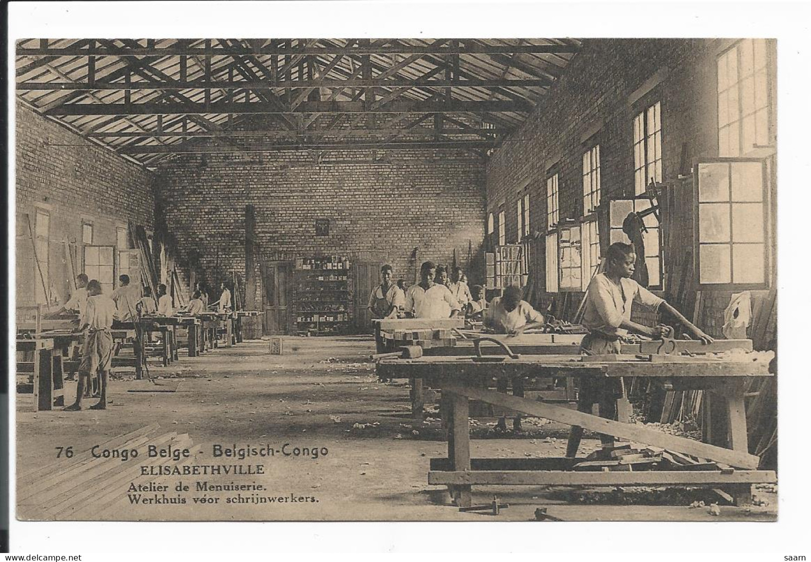 Belgisch-Kongo  P 61-76 - 15 Ct Palmen Bildpostkarte 'Elisabethville, Atelier De Menuiserie' M. 50 Ct ZF Nach Köln Verw. - Entiers Postaux