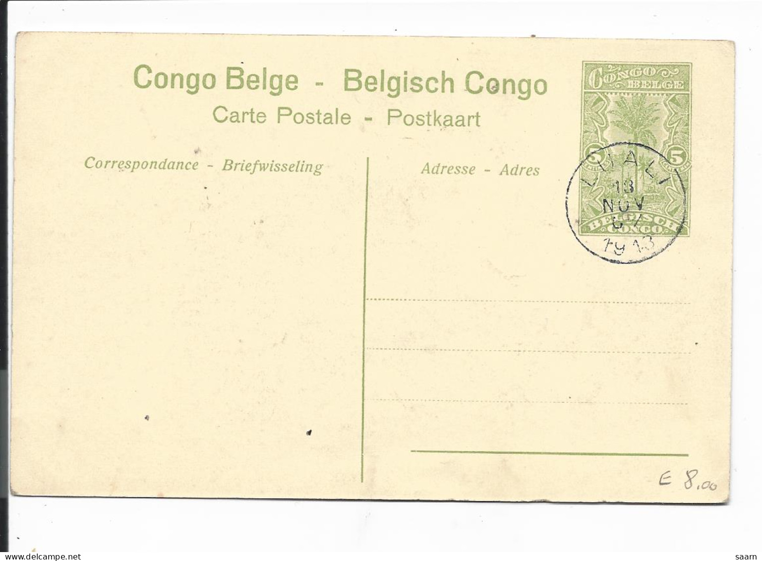 Belgisch-Kongo  P 42-17 - 5 Ct Palmen Bildpostkarte 'la Rive De Congo En Face De Ponthierville' Blko Gestempelt - Interi Postali