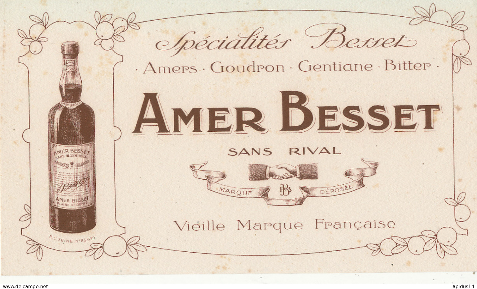 BU 2801  BUVARD -   AMER BESSET  - AMERS- GOUDRON -GENTIANE BITTER     ( 21,00 Cm X 12,00 Cm) - Drank & Bier