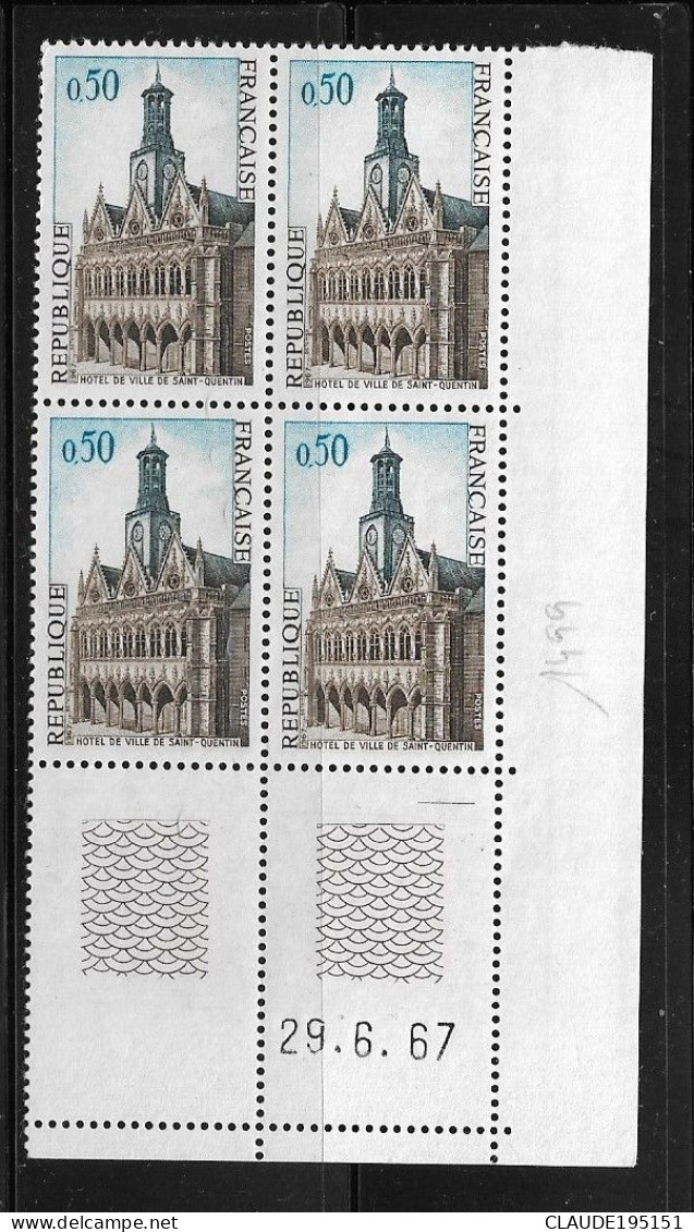 FRANCE 1967  N°1499**  GOMME D'ORIGINE SANS CHARNIÈRE COINS DATES 29.6.67  TTB      2 SCANS - 1960-1969