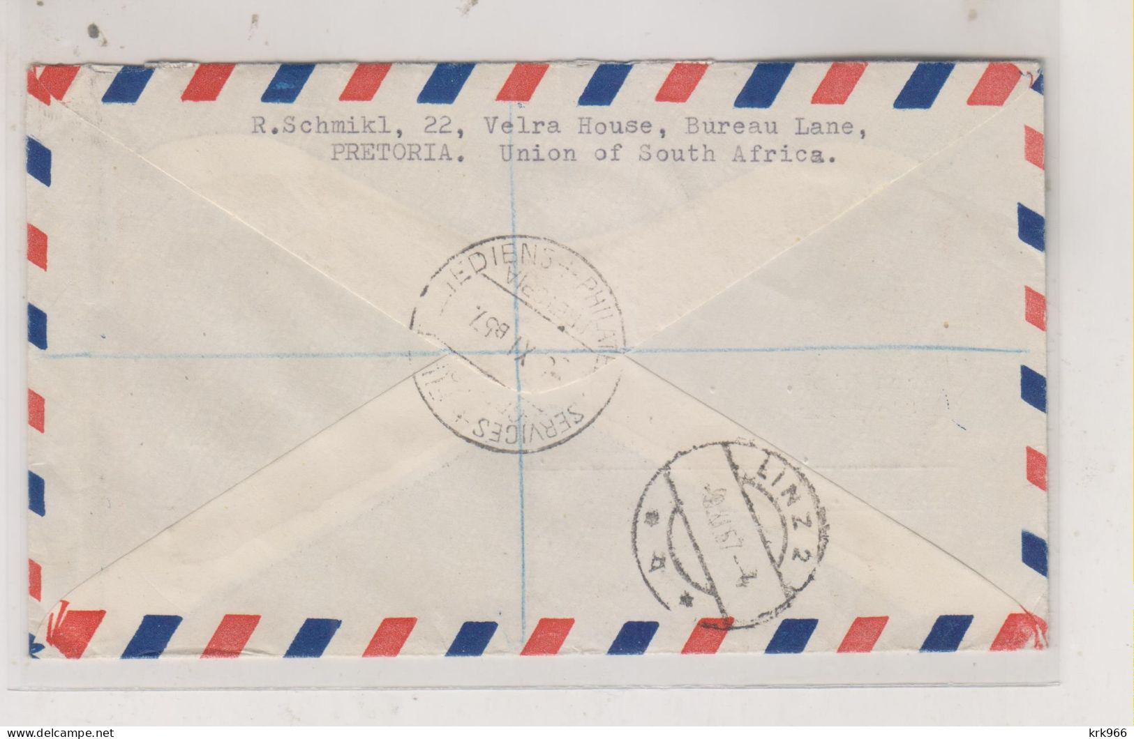 SOUTH AFRICA 1957 PRETORIA  Nice Registered  Airmail Cover To Austria - Poste Aérienne
