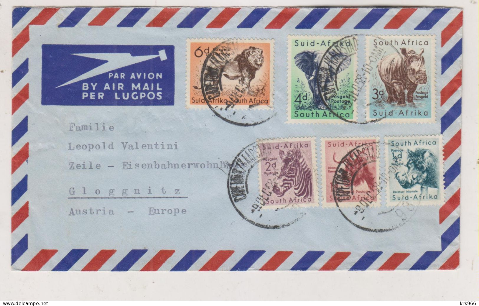 SOUTH AFRICA 1958 CAPE TOWN  Nice   Airmail Cover To Austria - Airmail