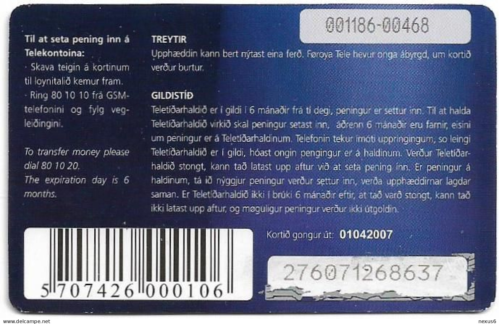 Faroe - Teledit - Woman And Man, Exp. 01.04.2007, GSM Refill 100Kr, Used - Islas Faroe