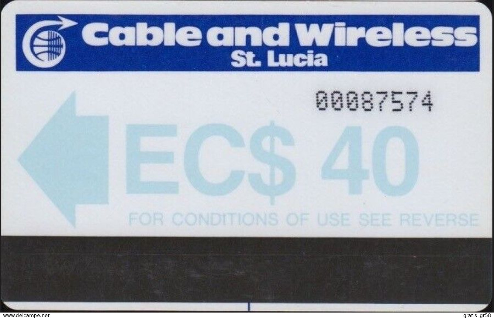 Saint Lucia - STL-AU2a, Logo (With Small "I"), 40 EC$, 30.000ex, 1985, Used - Santa Lucía