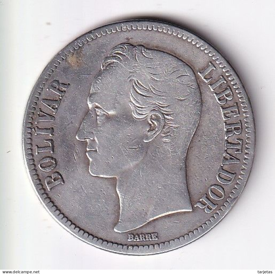 MONEDA DE PLATA DE VENEZUELA DE 5 BOLIVARES DEL AÑO 1919  (COIN) SILVER,ARGENT. - Venezuela